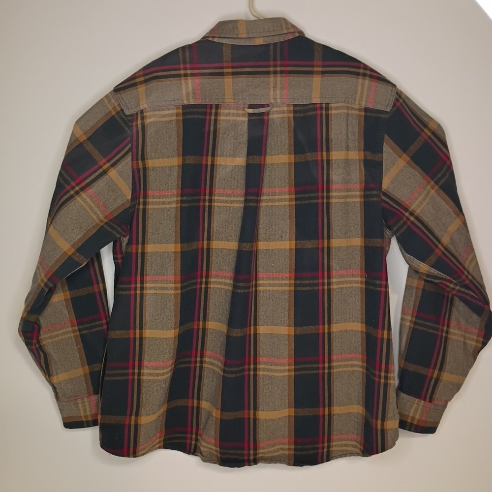 ORVIS Heavyweight Flannel Shirt Mens 2XL Brown Plaid Shacket 4 Pockets Big Bear - Picture 4 of 10